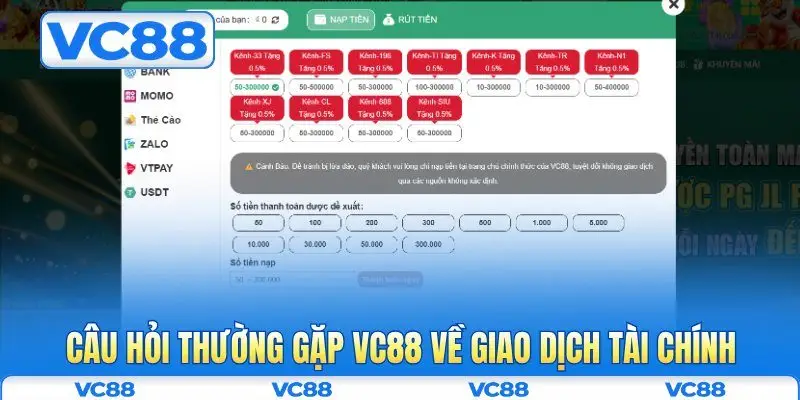 Câu hỏi thường gặp VC88 3 Câu hỏi thường gặp VC88 về giao dịch tài chính