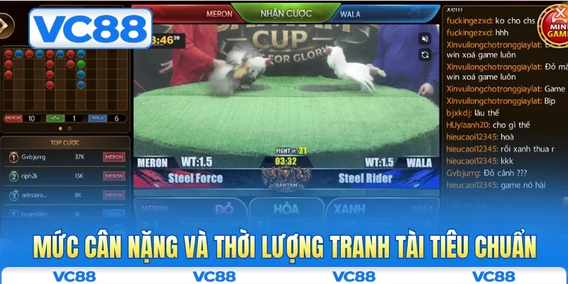 Mức cân nặng và thời lượng tranh tài tiêu chuẩn
